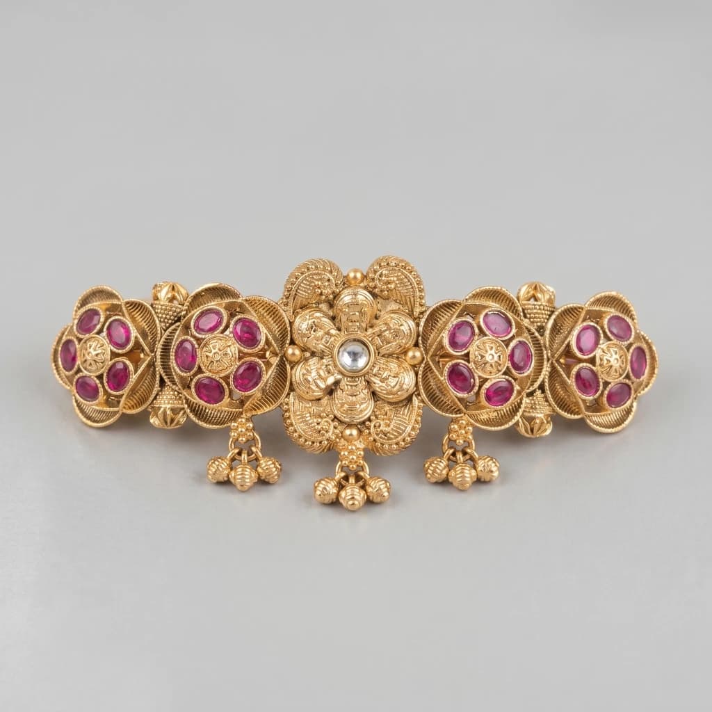 QDORA Gold Ruby Antique Temple Barrette image 1
