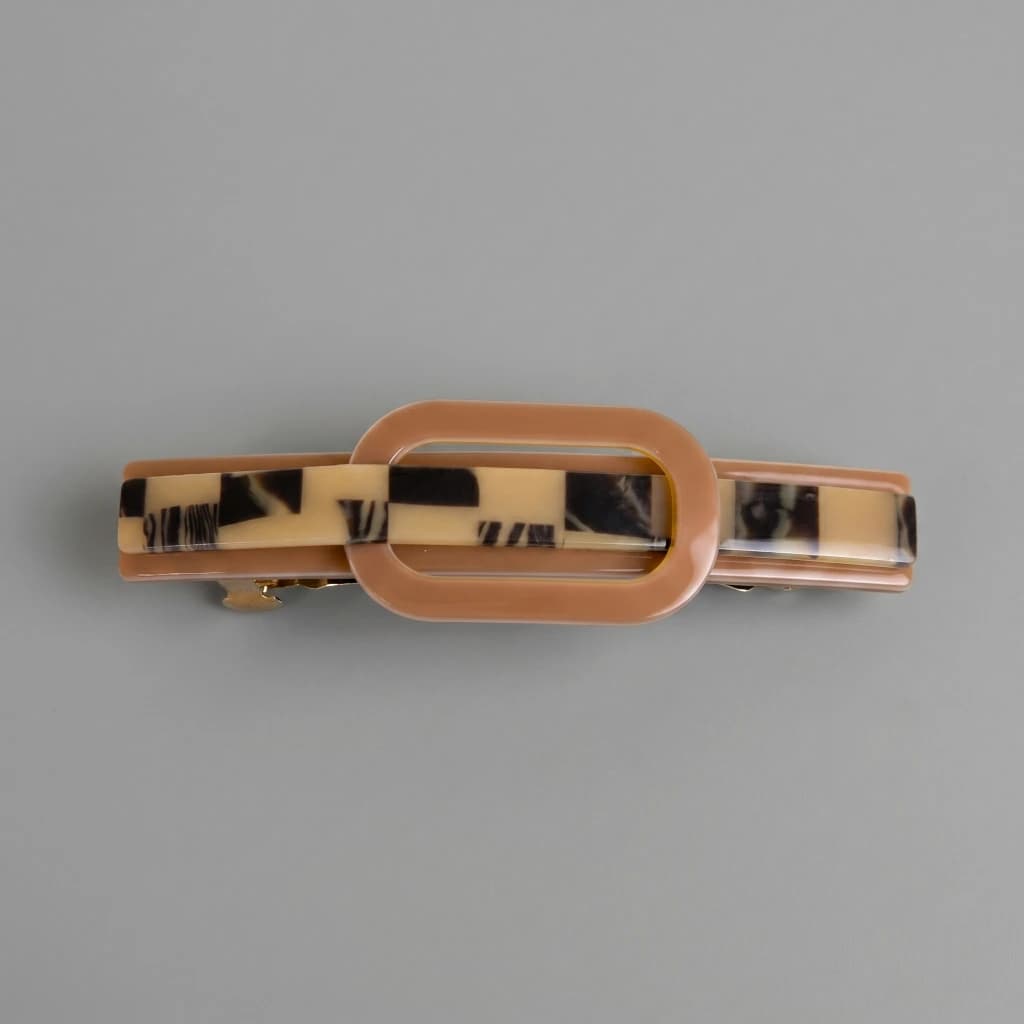 QDORA Brown Tortoise Oval French Barrette image 2