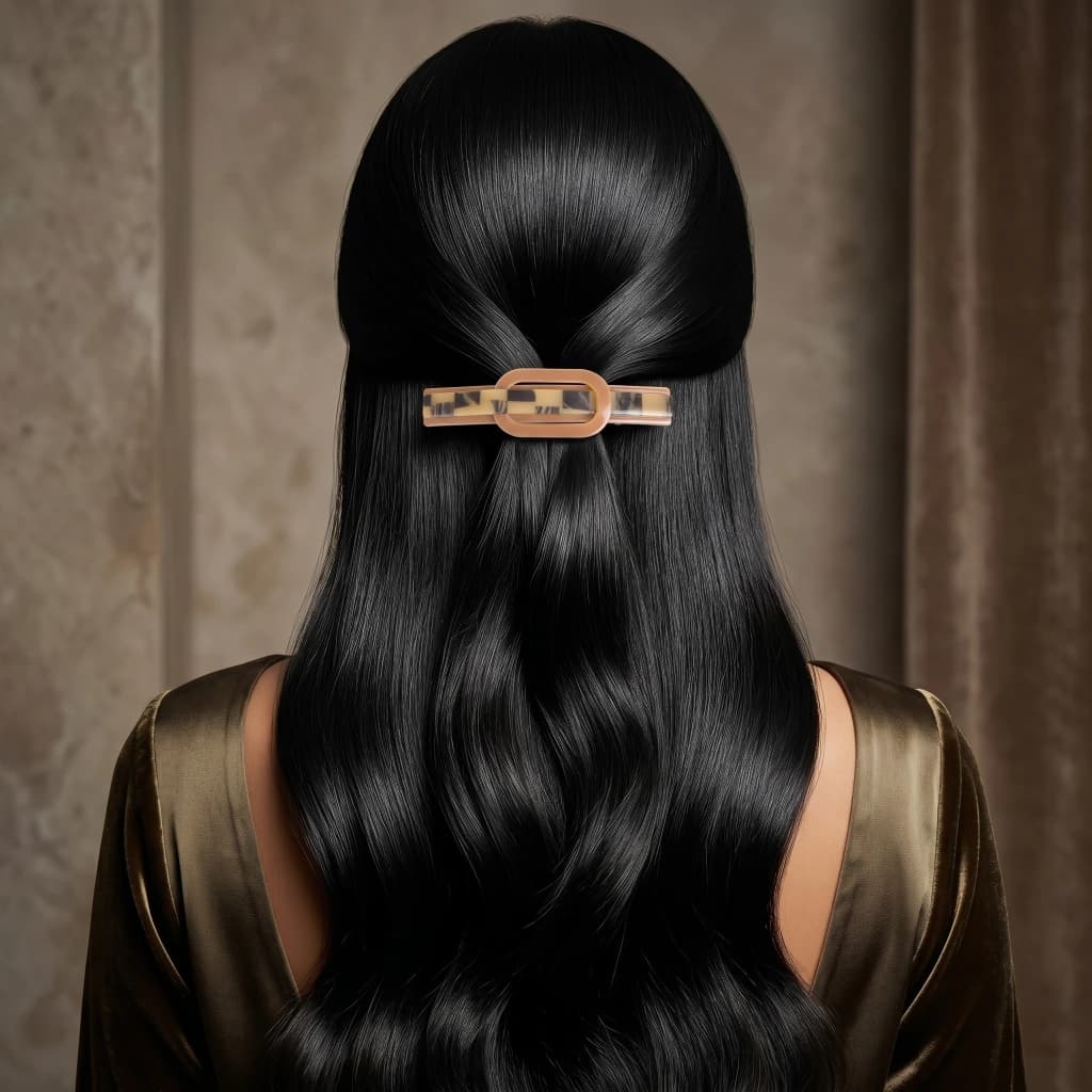 QDORA Brown Tortoise Oval French Barrette image 1