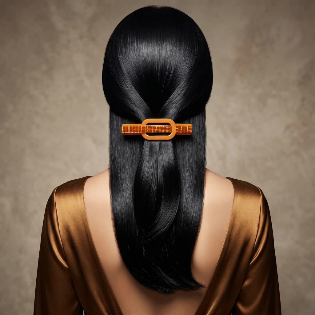 QDORA Amber Tortoise Oval Geometric Hair Barrette image 2