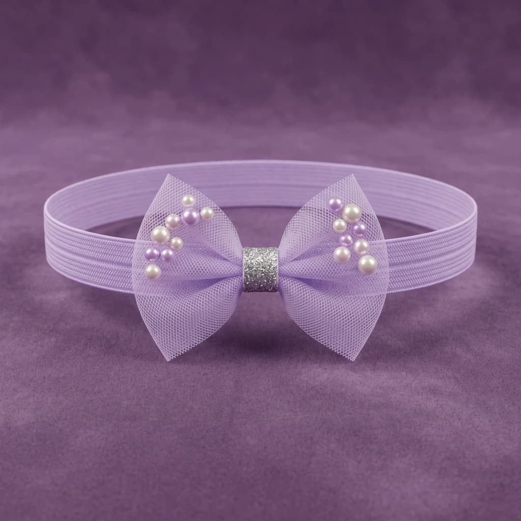 QDORA Purple Net Bow Elastic Hair Band image 2