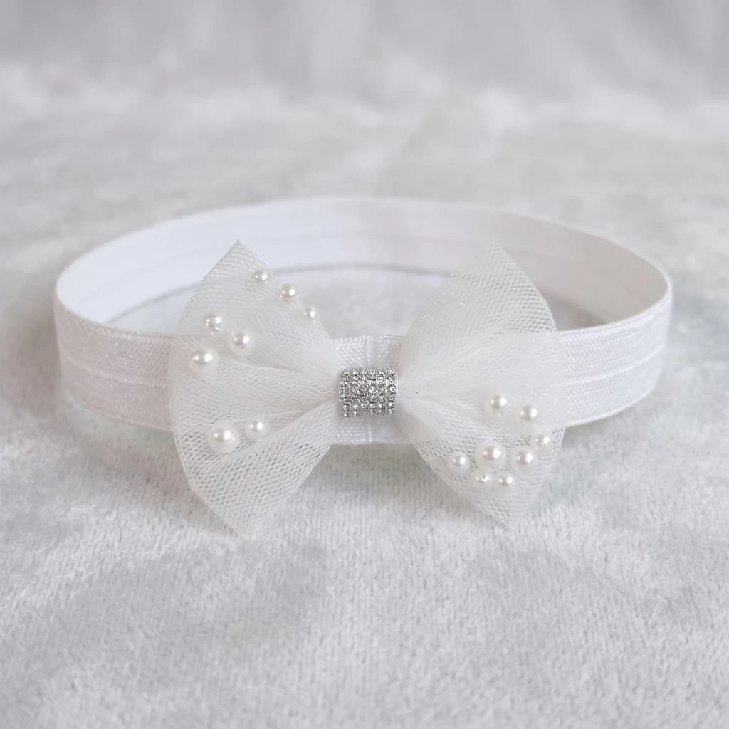 QDORA White Net Bow Elastic Hair Band image 2
