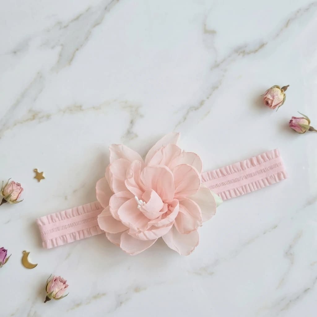 QDORA Pink Flower Elastic Headband image 1