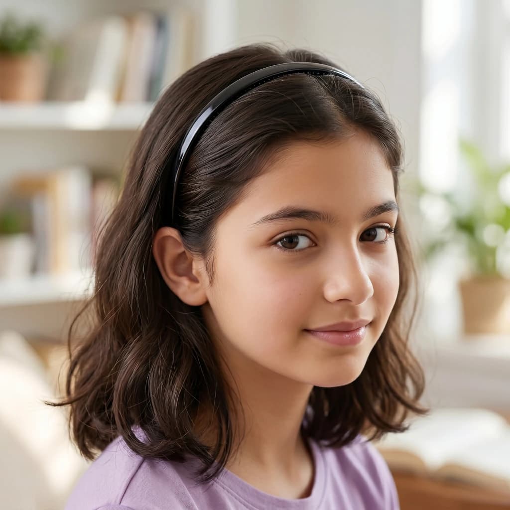 QDORA Black Glossy Sleek Slim Hair Band image 2