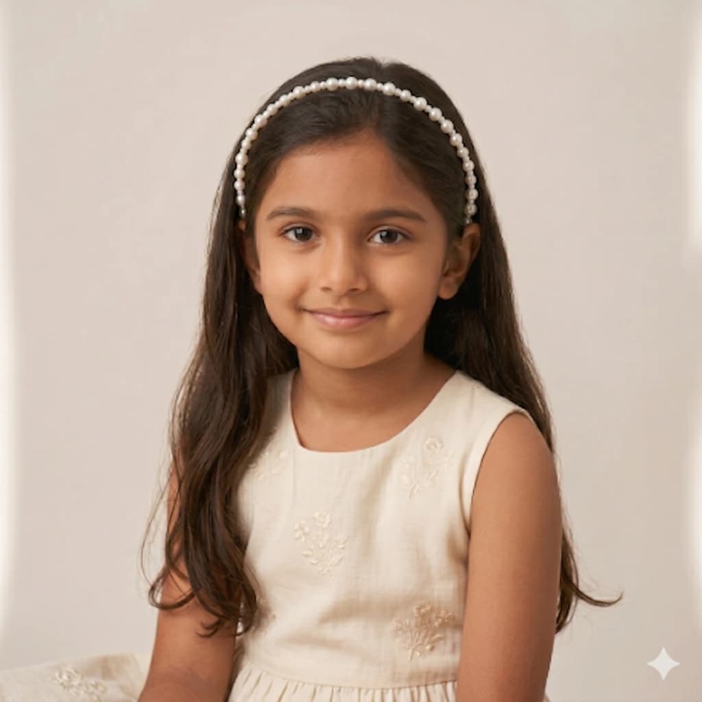 QDORA White Pearl Embellished Headband image 1