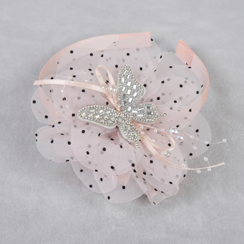 QDORA Pink Polka Dot Flower Fabric Headband image 2