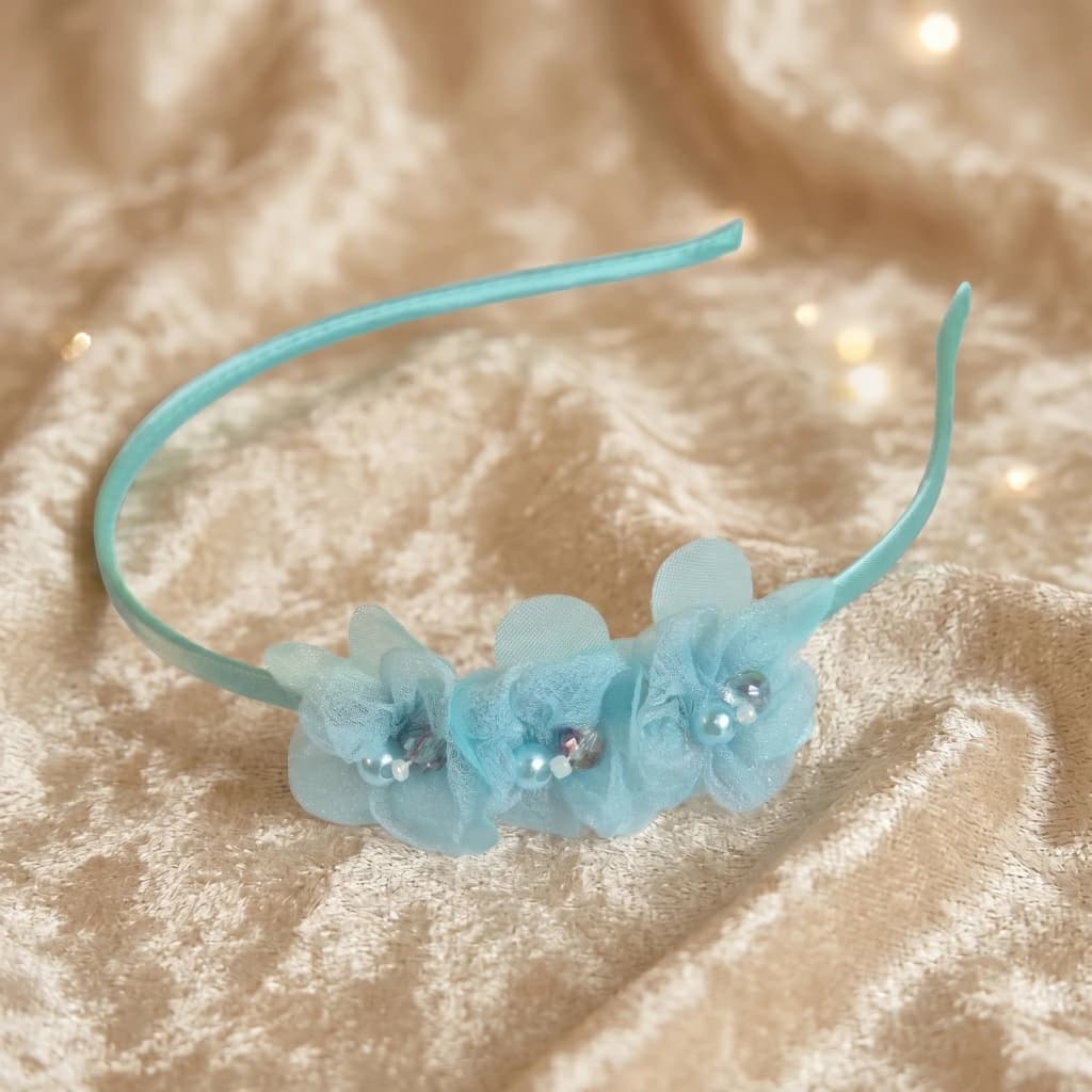 QDORA Mint Green Pearl Flower Headband image 2