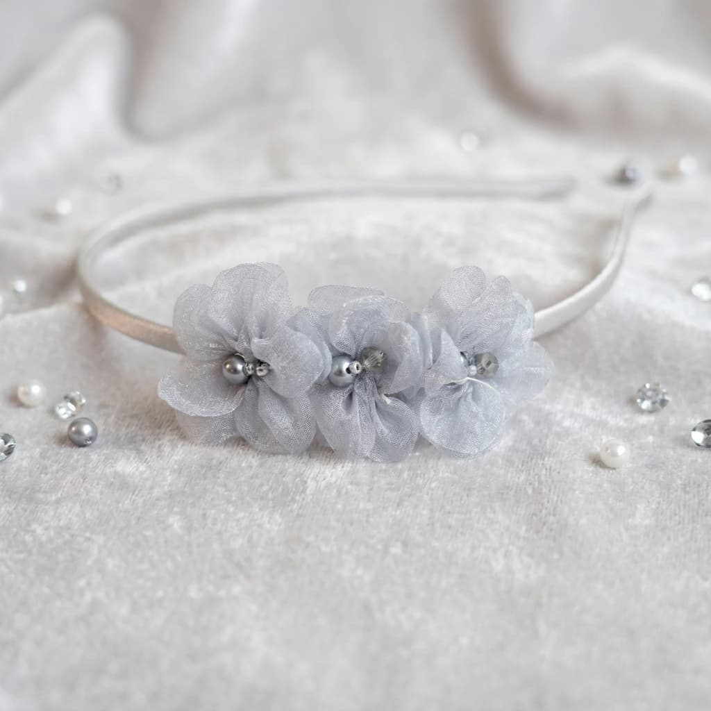 QDORA Grey Pearl Flower Embellished Headband image 2