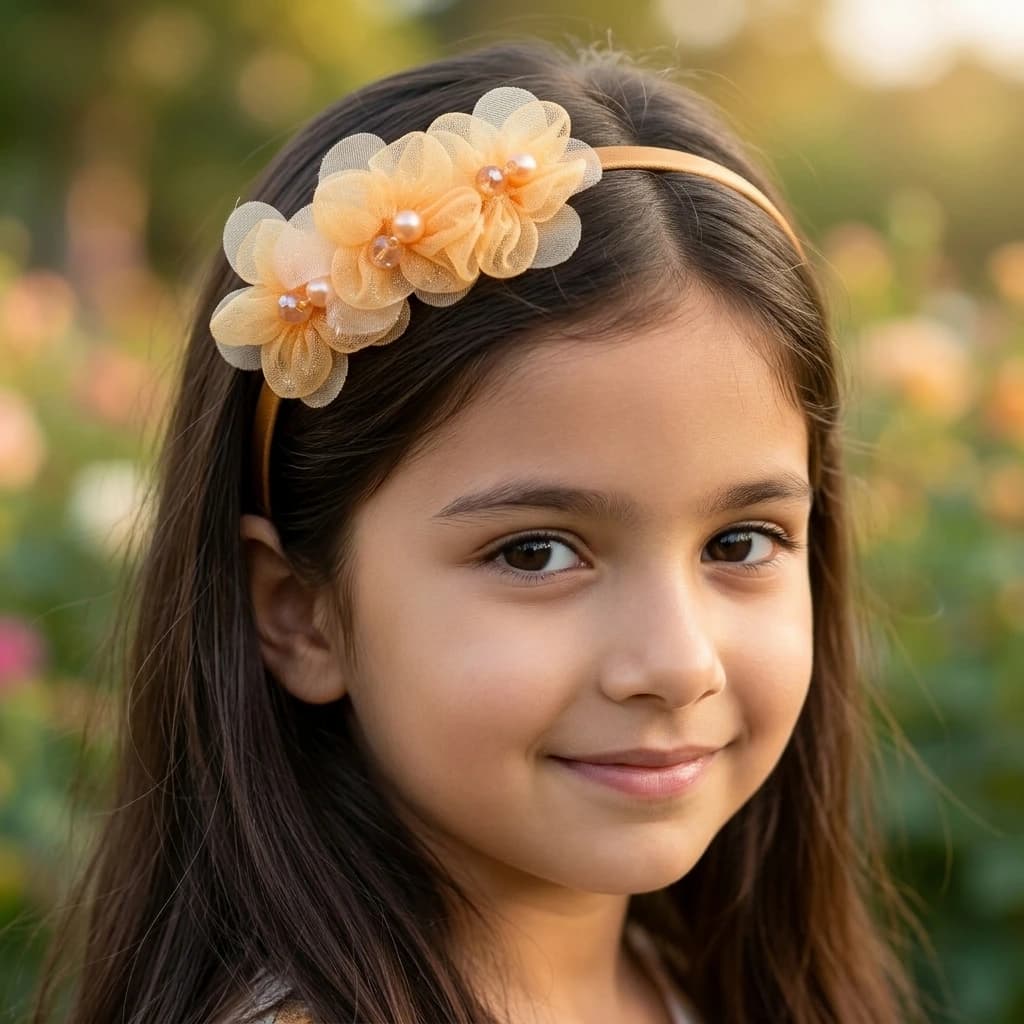 QDORA Gold Pearl Flower Embellished Headband image 1