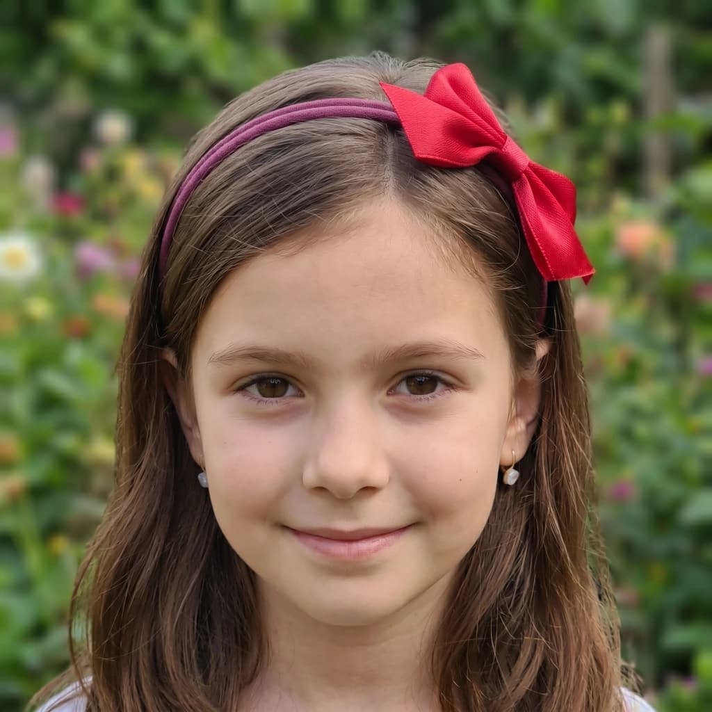 QDORA Red Satin Bow Elastic Hair Band image 1