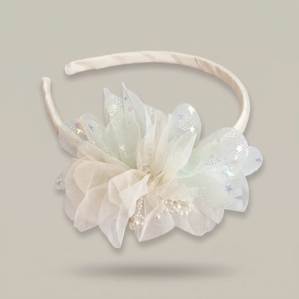 QDORA White Flower Pearl Headband image 2