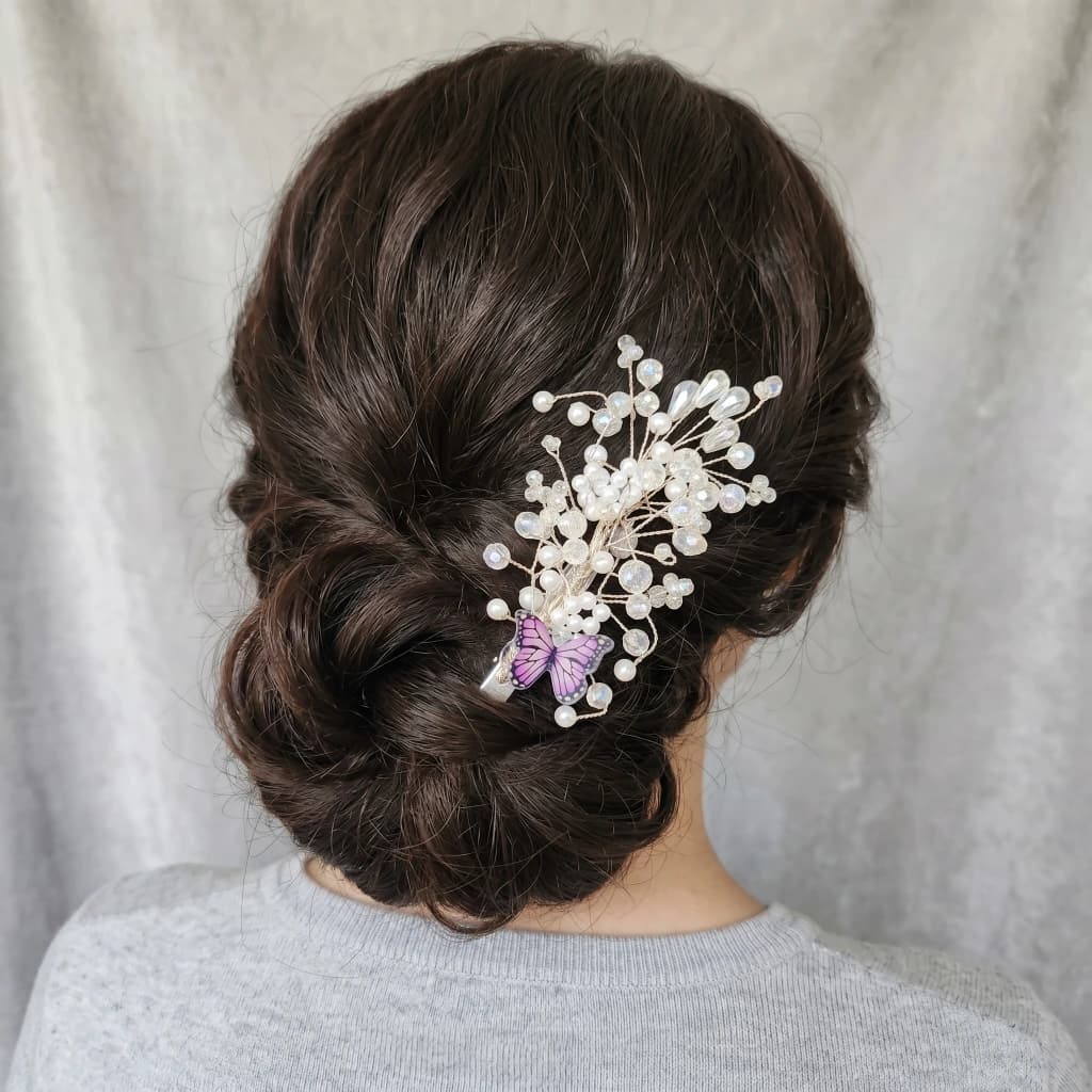 QDORA White Pearl Wired Bridal Clip image 1