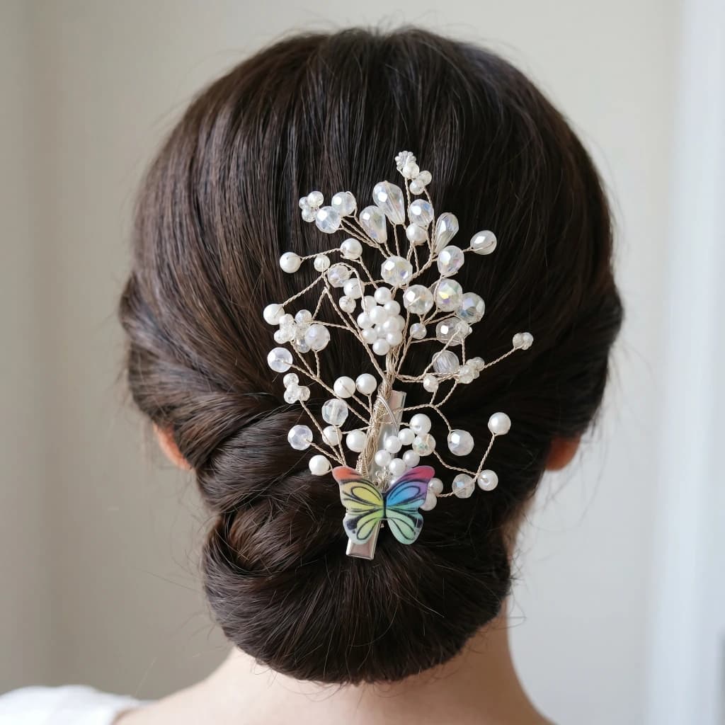 QDORA Multicolor Butterfly Bridal Clip image 1