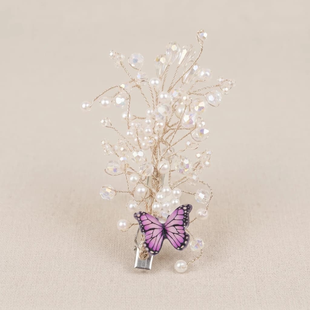 QDORA White Pearl Wired Bridal Clip image 2