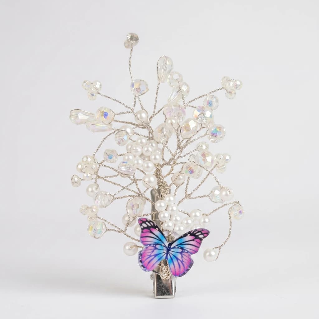 QDORA Silver Pearl Butterfly Hair Clip image 2