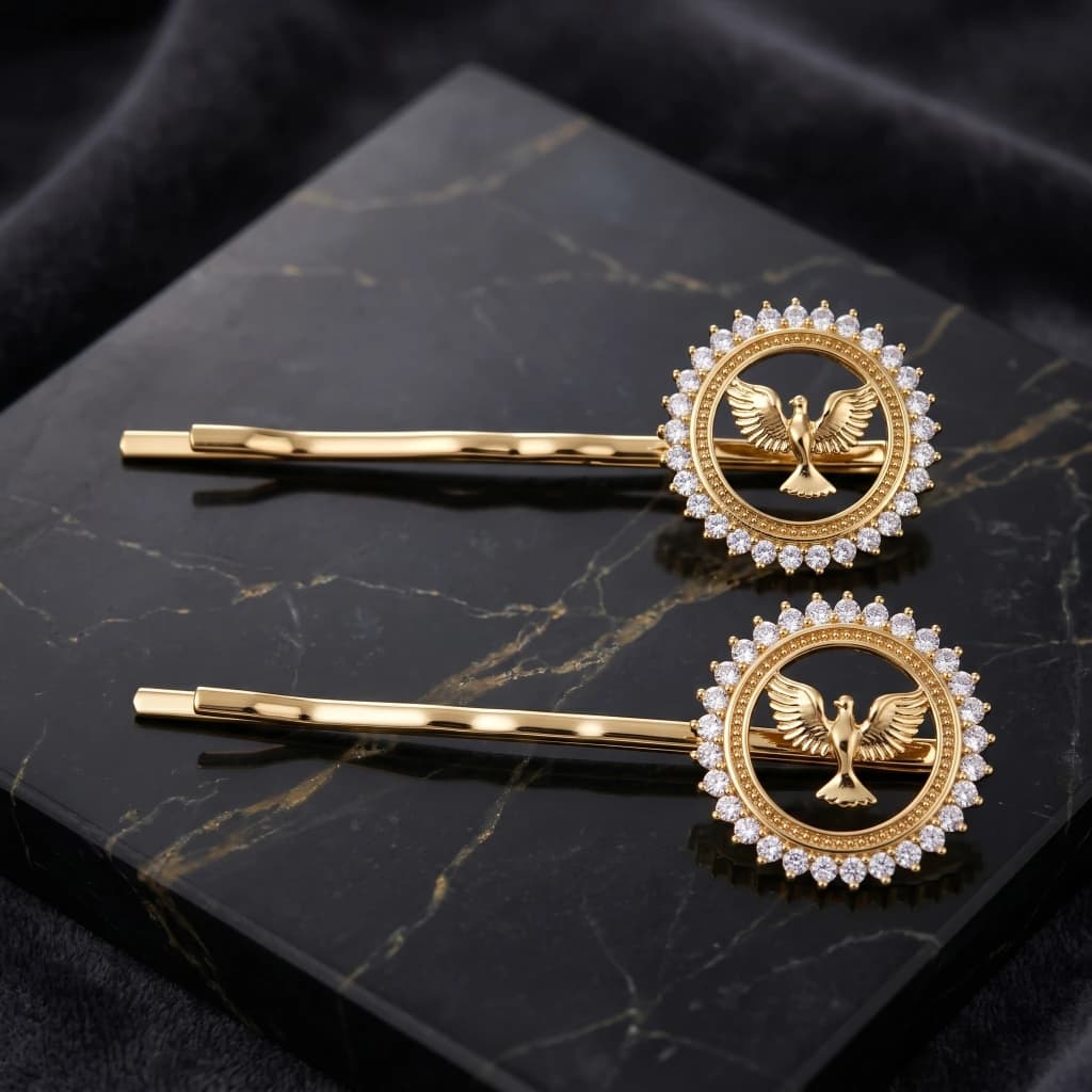 QDORA Gold Bird Crystal Bobby Pin image 1