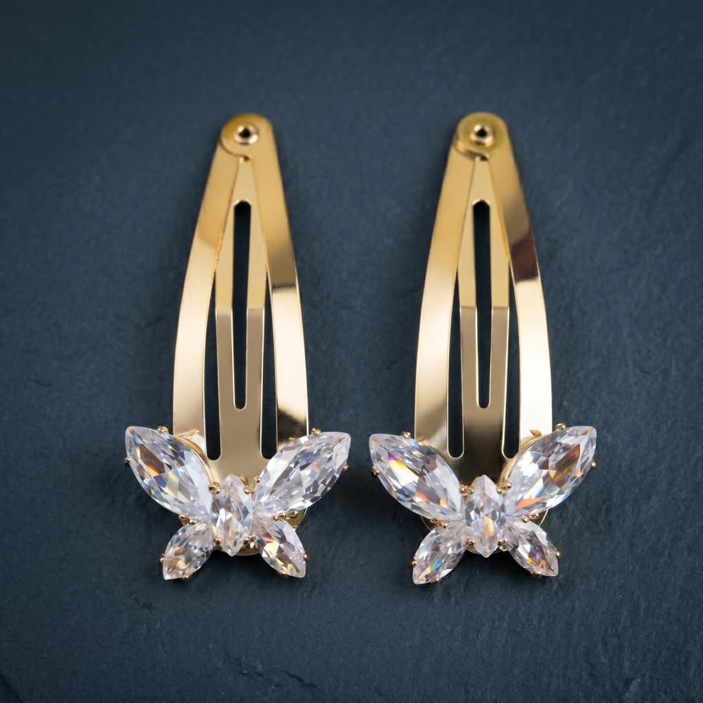 QDORA Gold Crystal Butterfly Snap Clip image 1