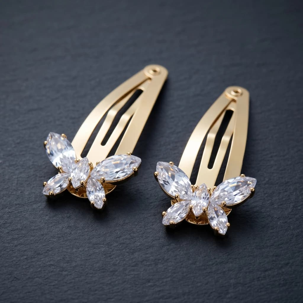 QDORA Gold Crystal Butterfly Snap Clip image 2