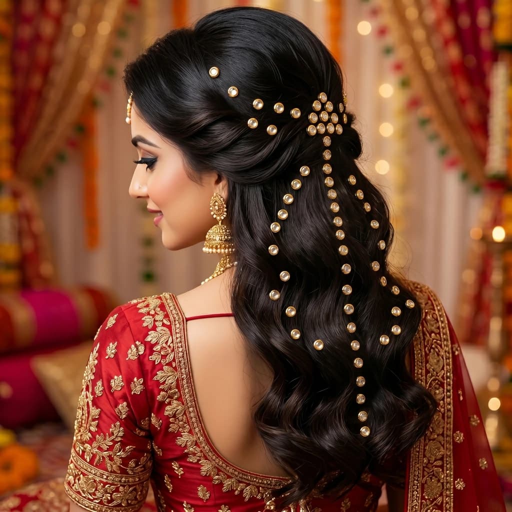 QDORA Gold Kundan Traditional Hair Chain image 1