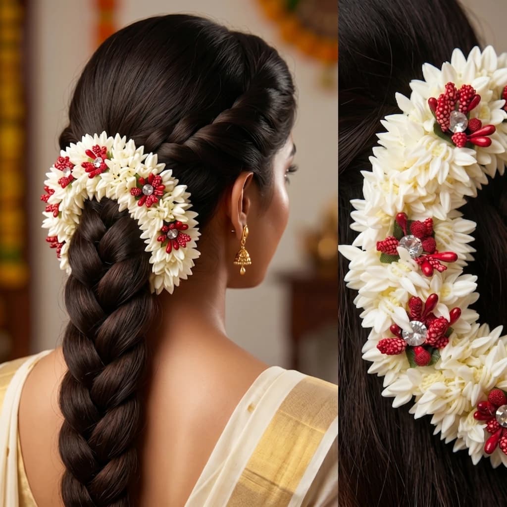 QDORA White Red Jasmine Crystal Hair Gajra image 1