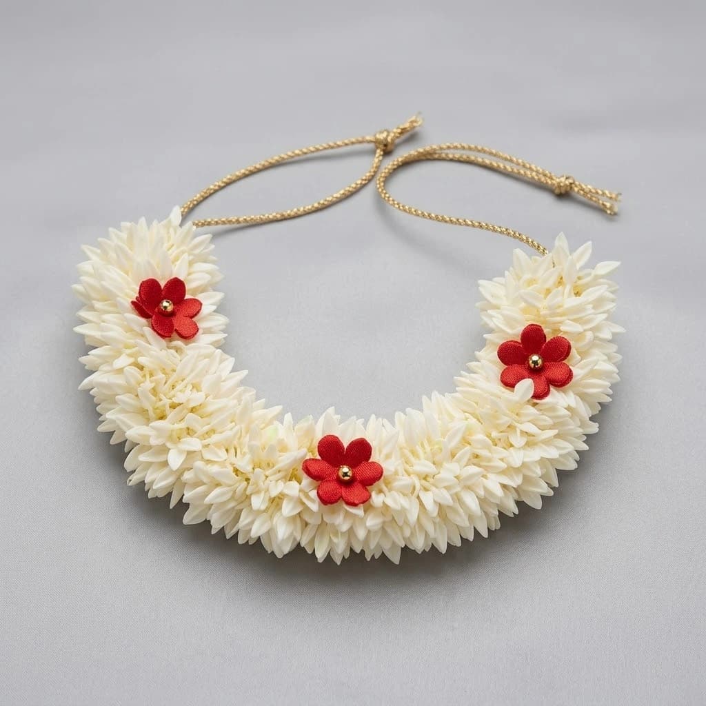 QDORA White Red Jasmine Floral Hair Gajra image 2