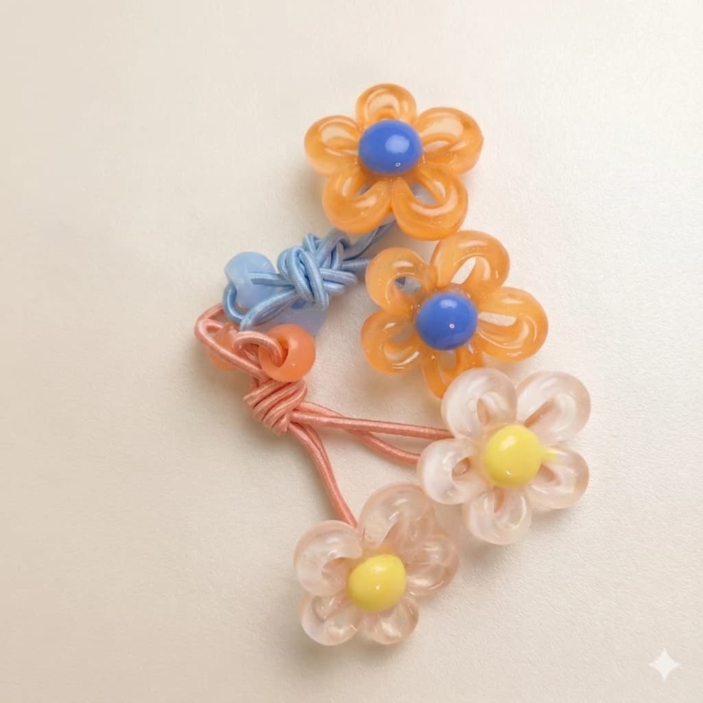 QDORA Pastel Floral Elastic Hair Tie Set image 2