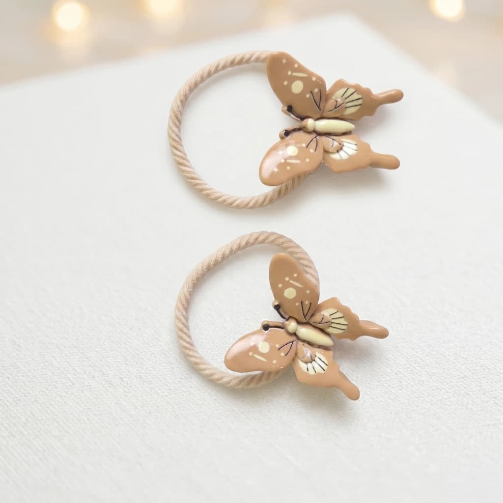 QDORA Brown Butterfly Elastic Hair Tie Set image 1