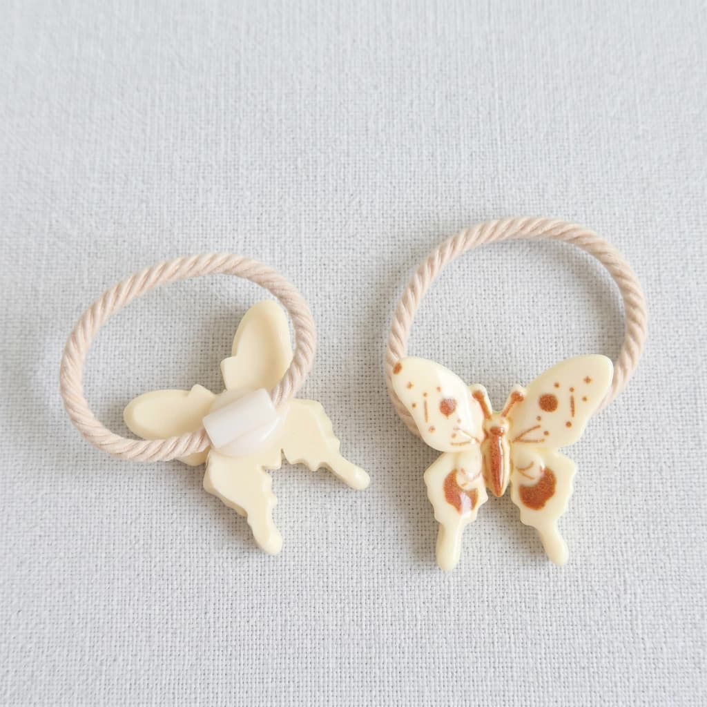 QDORA Cream Butterfly Elastic Hair Tie Set image 1