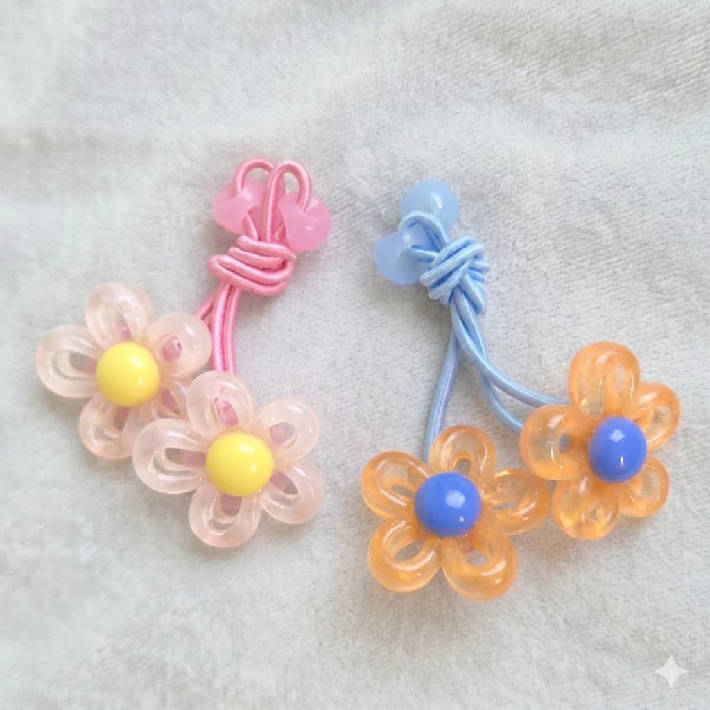 QDORA Floral Pastel Elastic Hair Tie Set image 2