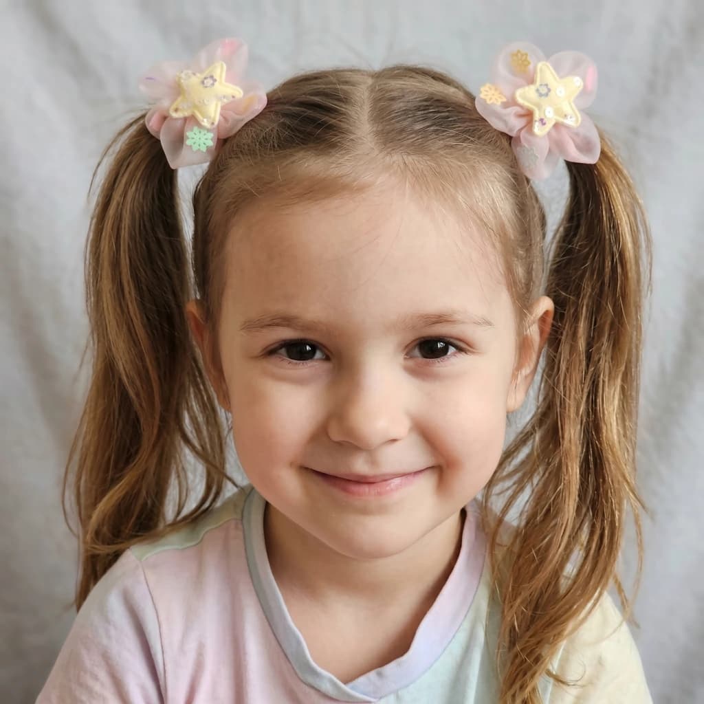 QDORA Pink Organza Star Elastic Hair Tie Set image 1