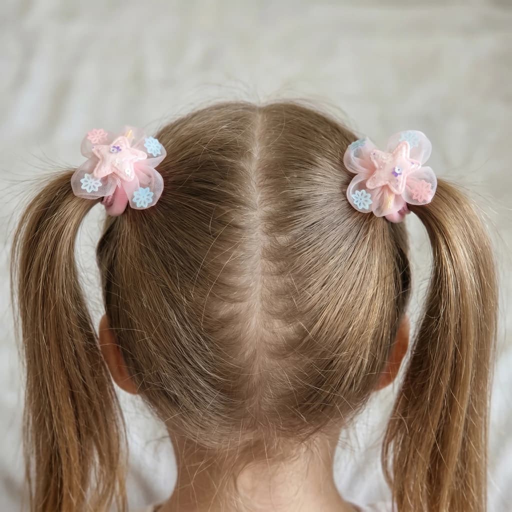 QDORA Pink Star Organza Elastic Hair Tie Set image 1