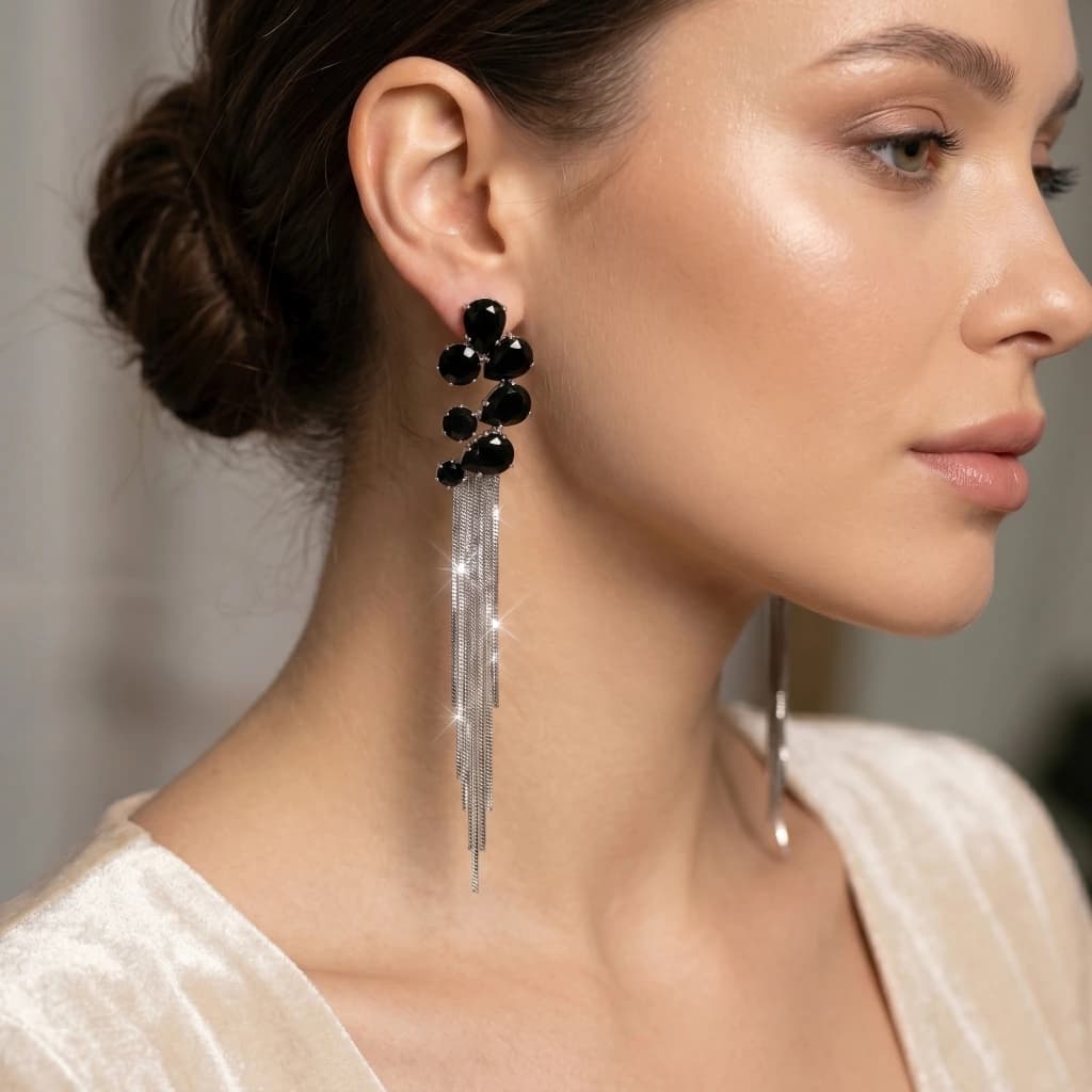 QDORA Gold Pink Stone Floral Drop Earrings image 1