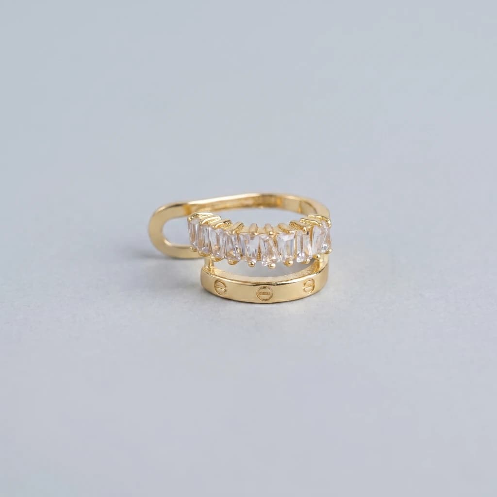 QDORA Gold Baguette Crystal Ear Cuff image 2