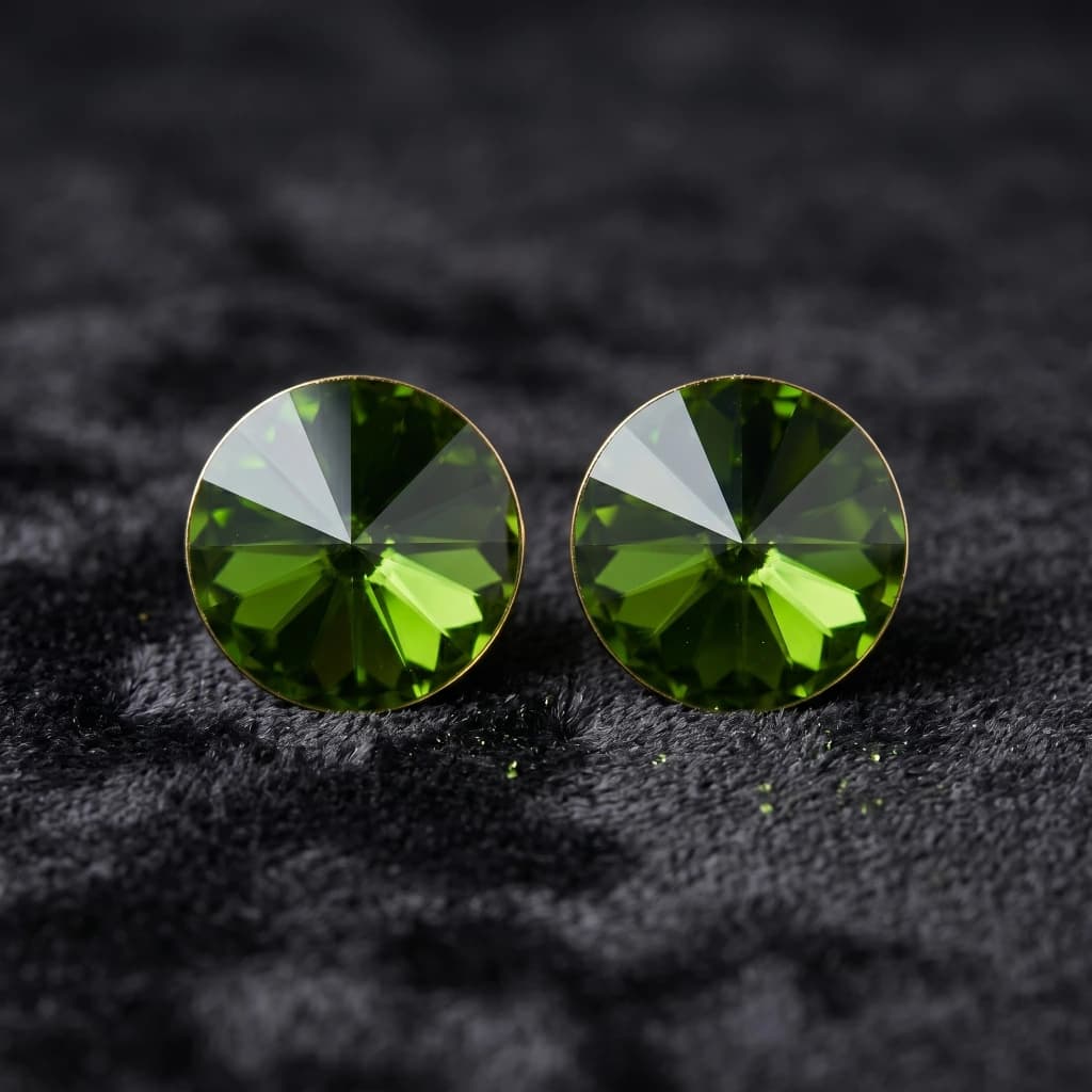 QDORA Green Crystal Solitaire Studs image 2