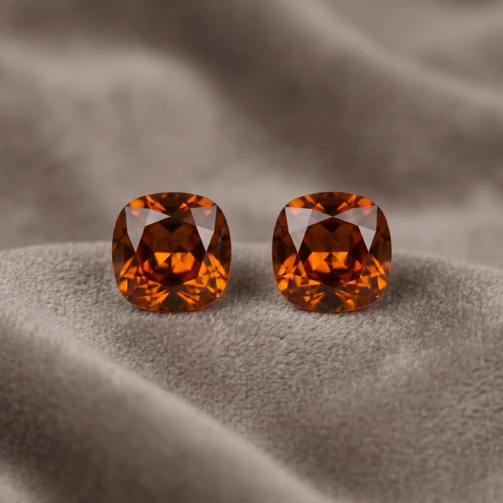 QDORA Amber Cushion Cut Solitaire Studs image 1