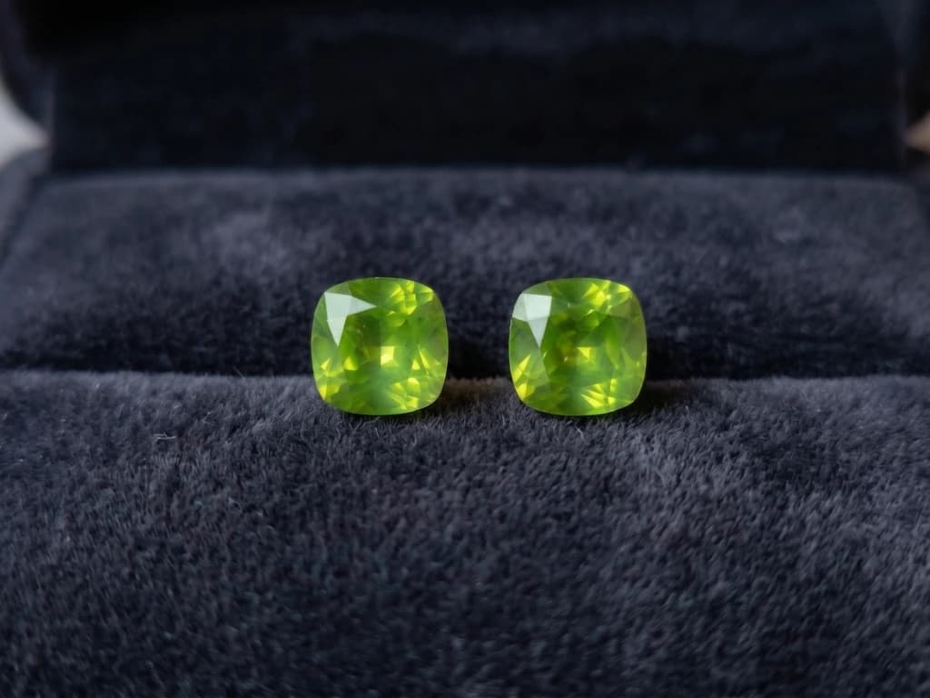 QDORA Green Cushion Cut Solitaire Studs image 1
