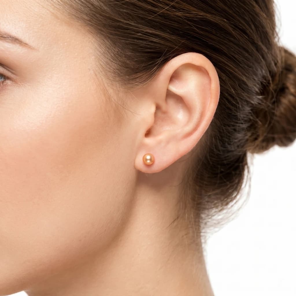 QDORA Gold Golden Pearl Ear Studs image 1