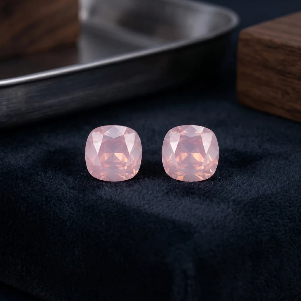 QDORA Pink Cushion Cut Solitaire Studs image 1