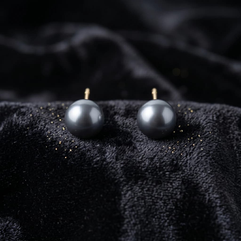 QDORA Grey Grey Pearl Ear Studs image 2
