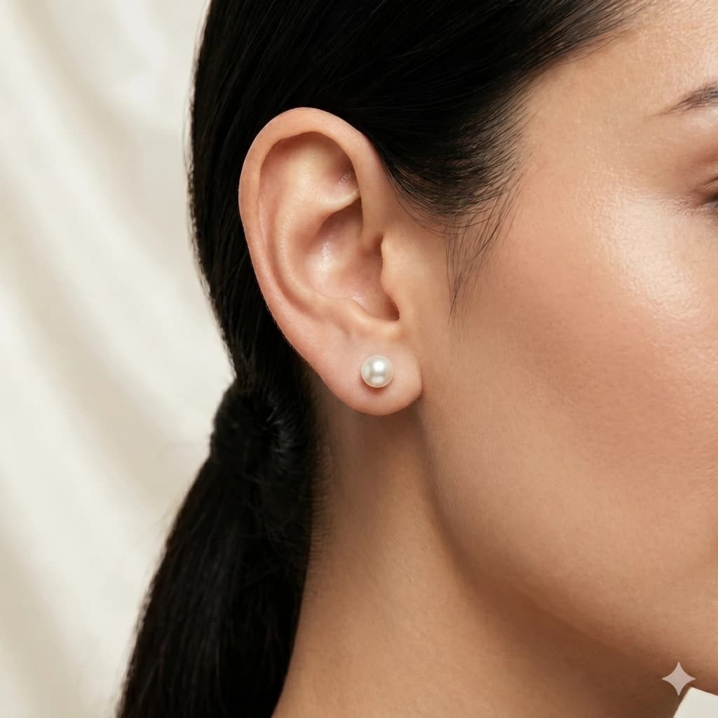 QDORA White Pearl Solitaire Studs image 1