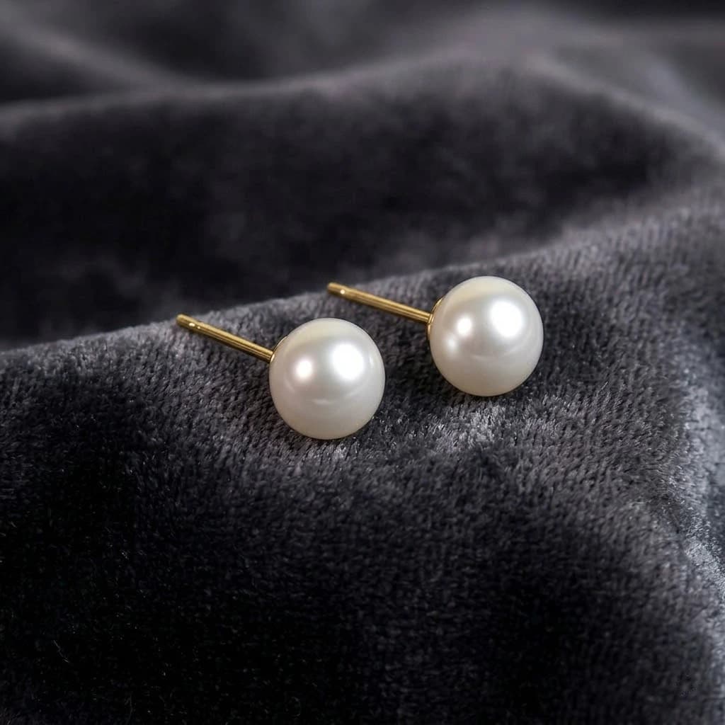QDORA White Pearl Solitaire Studs image 2