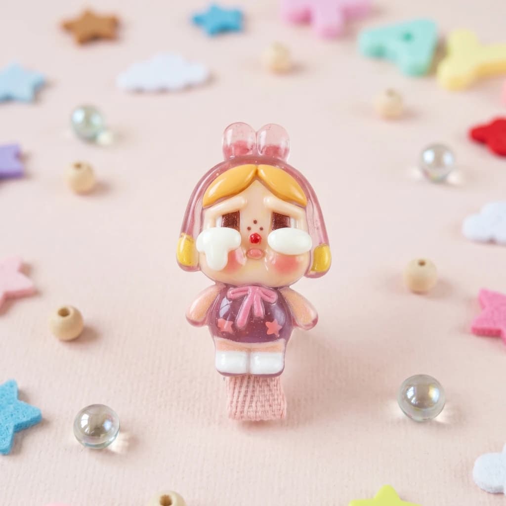 QDORA Kids Pink Cartoon Figure Snap Hair Clip image 1