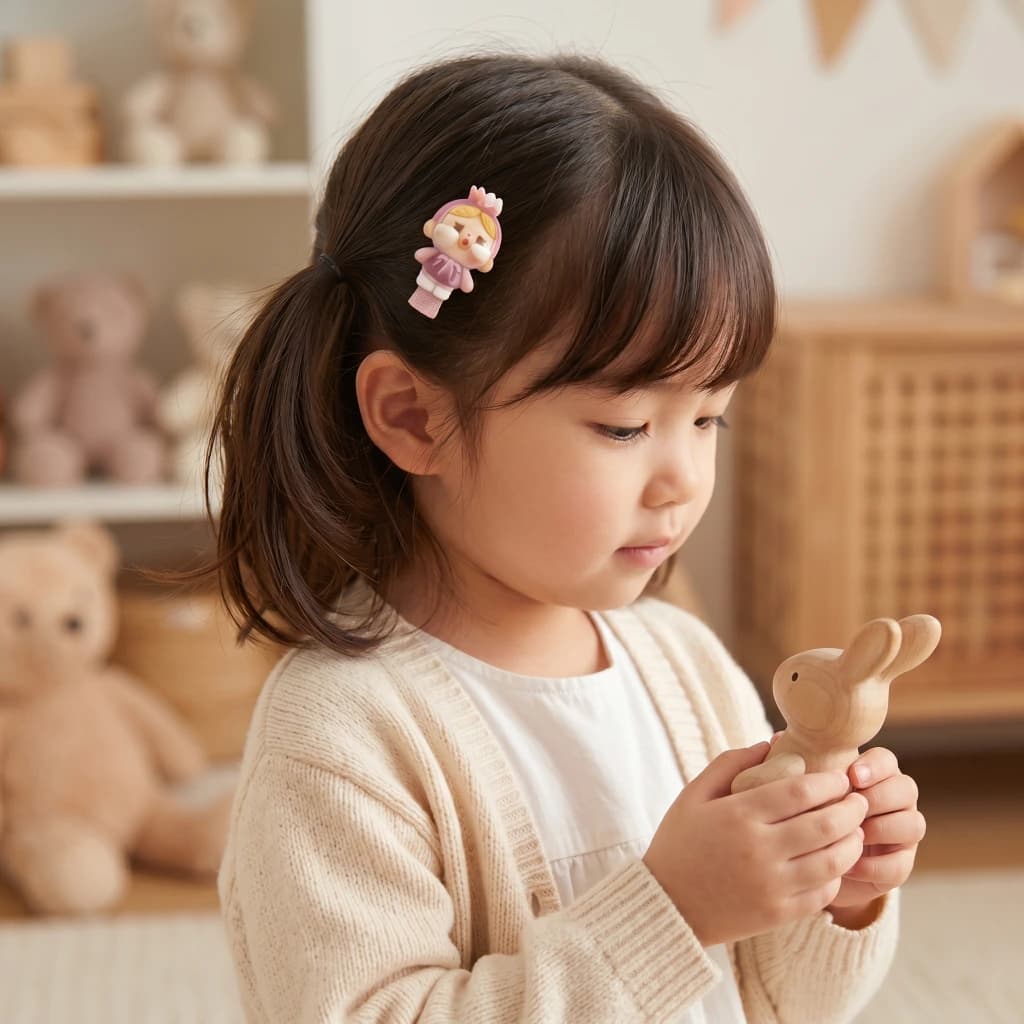 QDORA Kids Pink Cartoon Figure Snap Hair Clip image 2