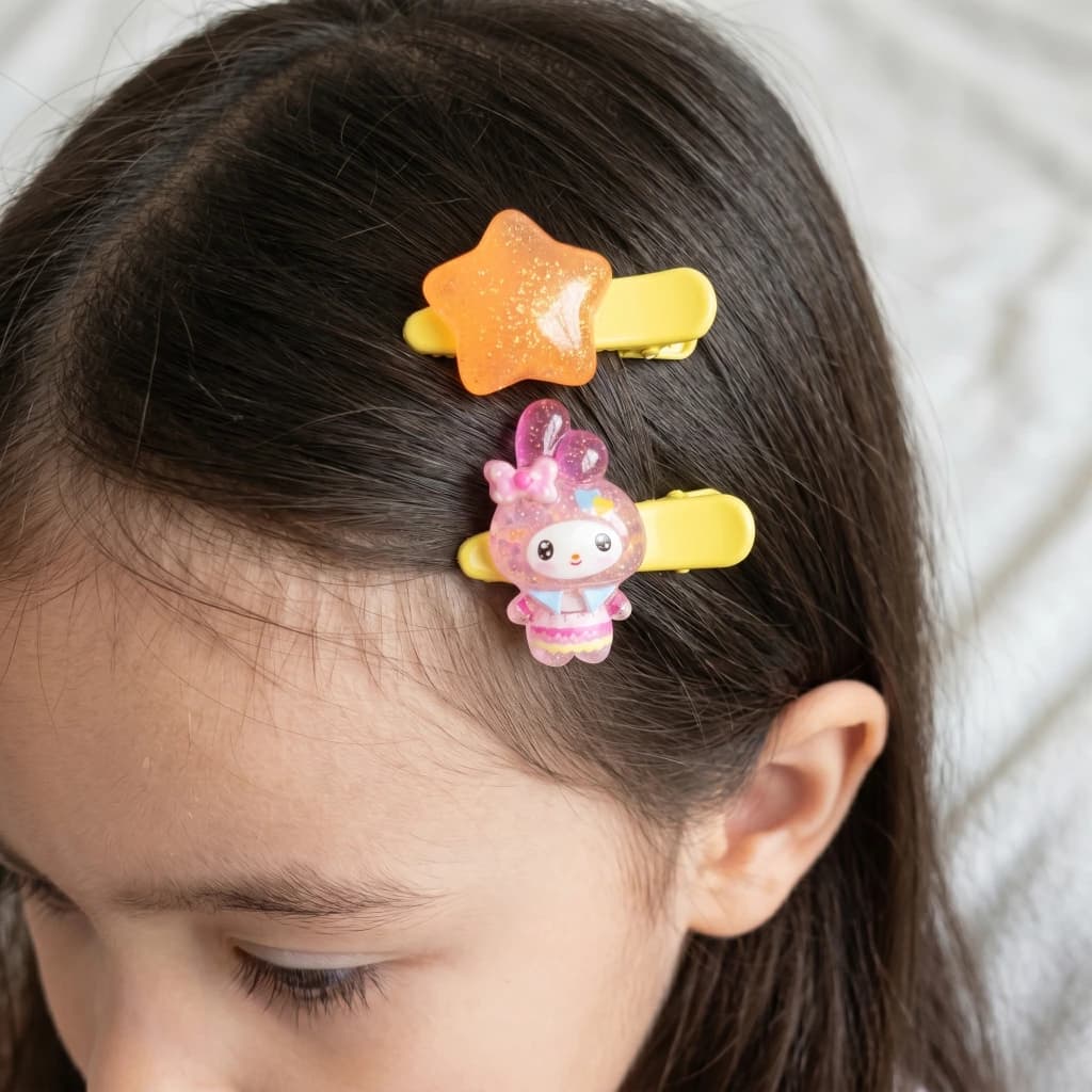 QDORA Kids Orange Star & Character Snap Hair Clip Set image 3