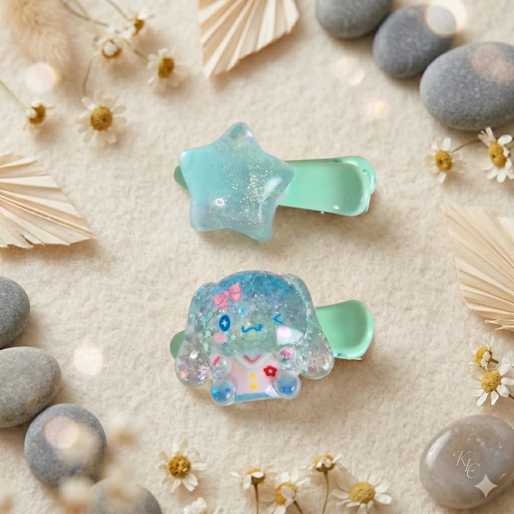 QDORA Kids Blue Star & Character Snap Hair Clip Set image 2