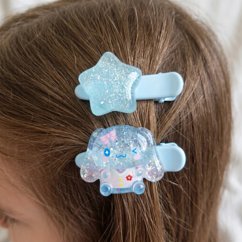 QDORA Kids Blue Star & Character Snap Hair Clip Set image 2