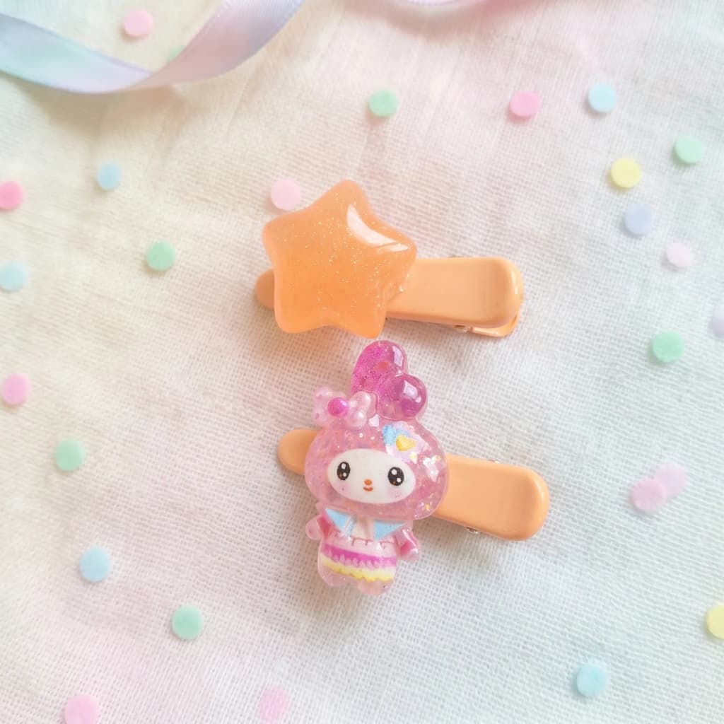 QDORA Kids Orange Star & Character Snap Hair Clip Set image 2