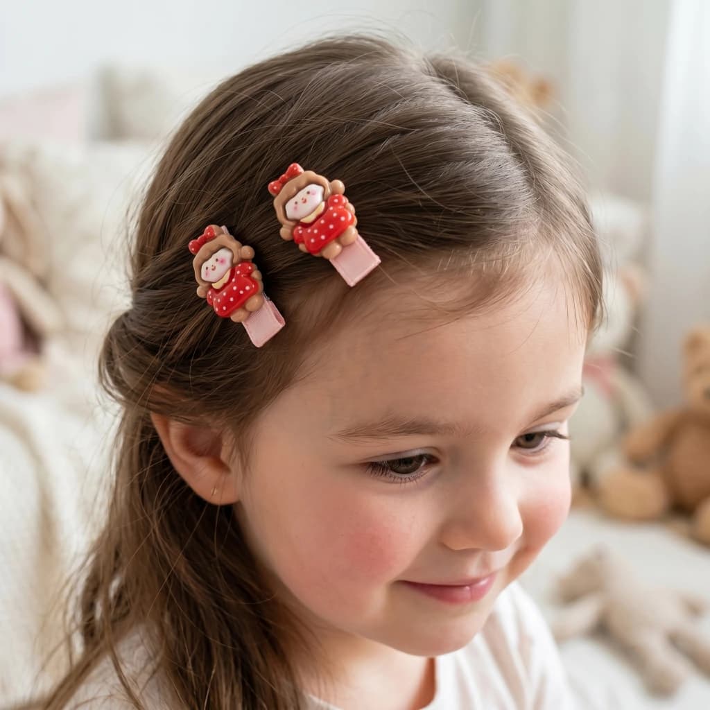 QDORA Kids Red Polka Dot Girl Alligator Hair Clip Set image 1