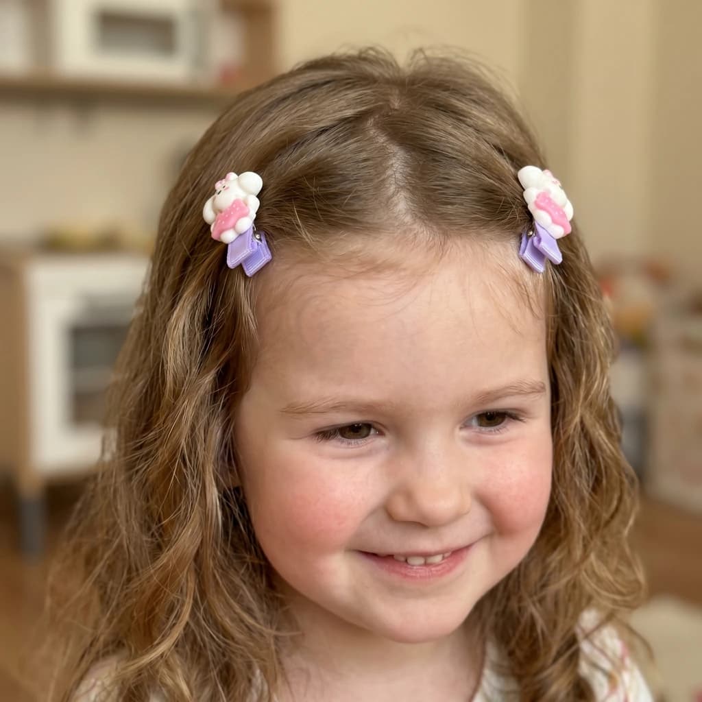 QDORA Pink Polka Dot Puppy Alligator Hair Clip Set image 1