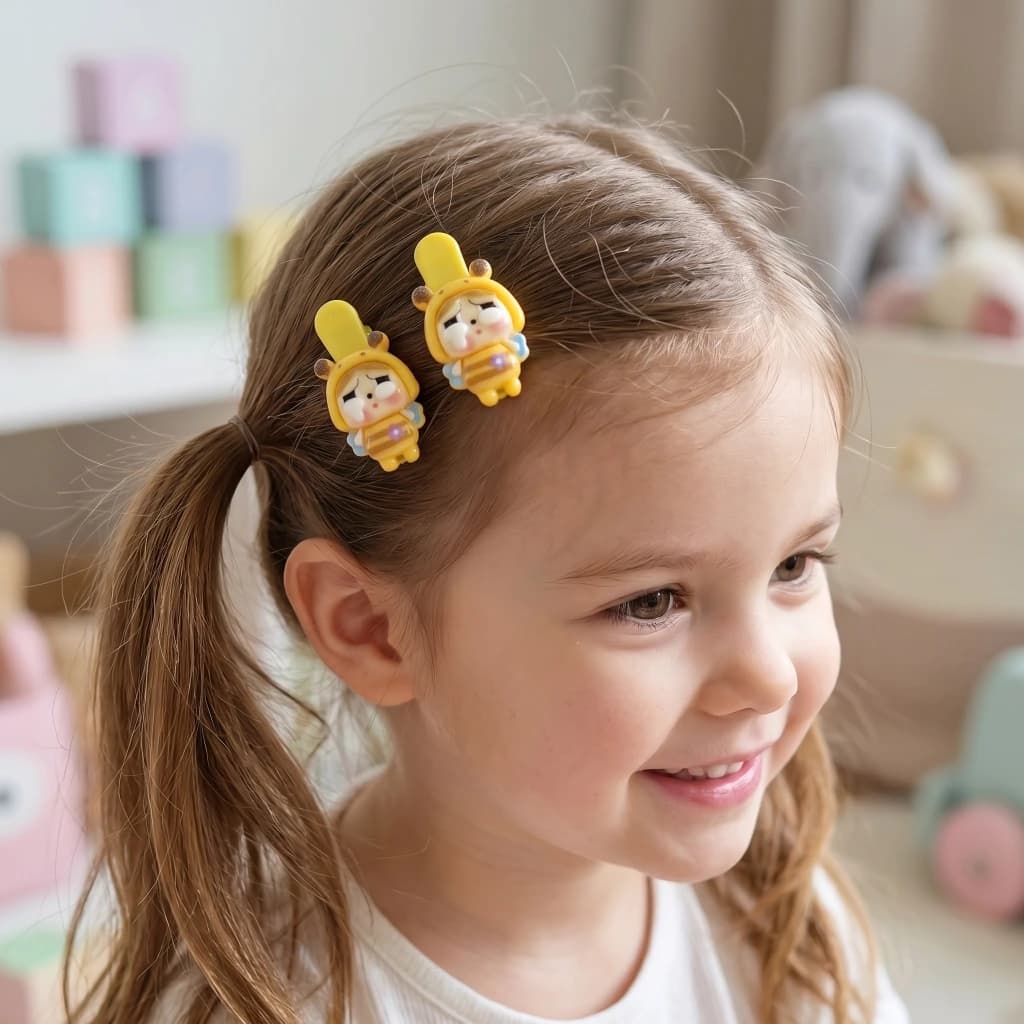 QDORA Yellow Bee Character Alligator Hair Clip Set image 1